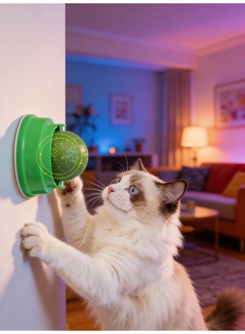 لعبة قطط مع ميزة الدوران لطحن الأسنان وتنظيفها، تلصق بالحائط ، مناسبة للقطط الأليفة للعب وإزالة الملل - Image 1